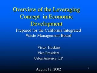 Overview of the Leveraging Concept in Economic Development