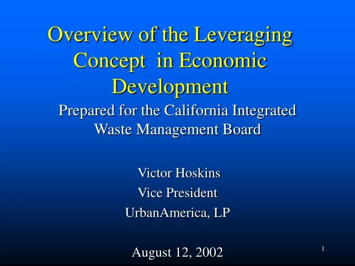 overview of the leveraging concept in economic development