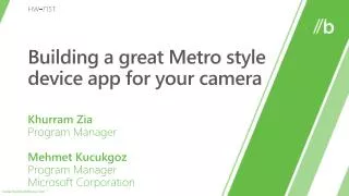 Building a great Metro style device app for your camera