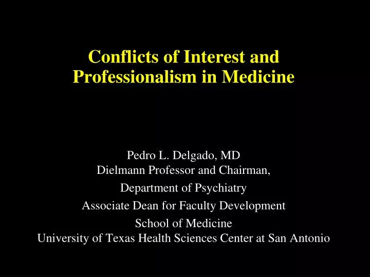 conflicts of interest and professionalism in medicine
