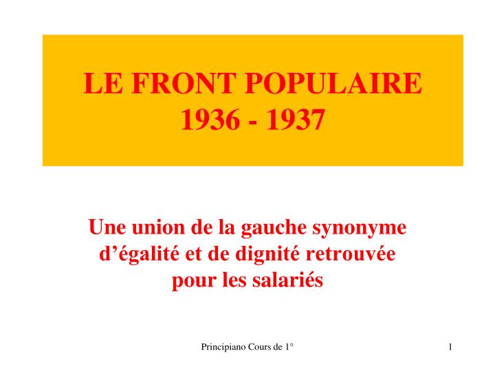 le front populaire 1936 1937