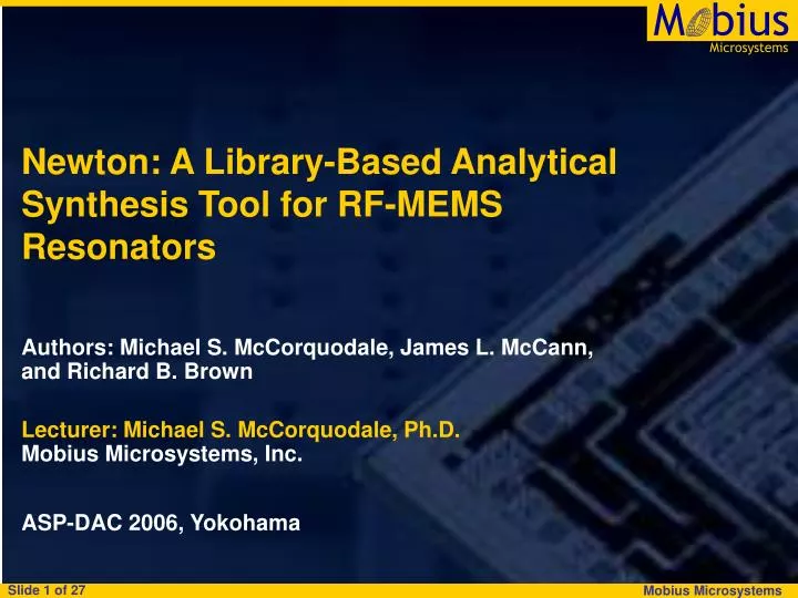 newton a library based analytical synthesis tool for rf mems resonators