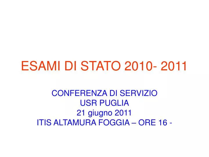 esami di stato 2010 2011