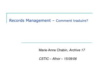 records management comment traduire