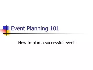 Event Planning 101