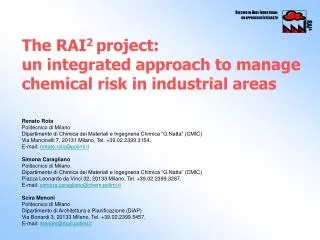 The RAI 2 project: un integrated approach to manage chemical risk in industrial areas