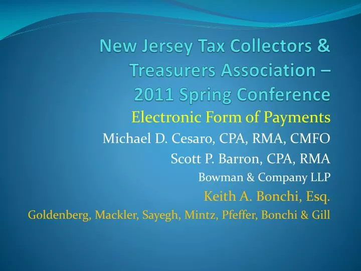 new jersey tax collectors treasurers association 2011 spring conference