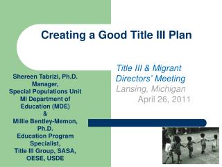 Creating a Good Title III Plan