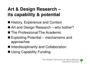 Art &amp; Design Research – its capability &amp; potential