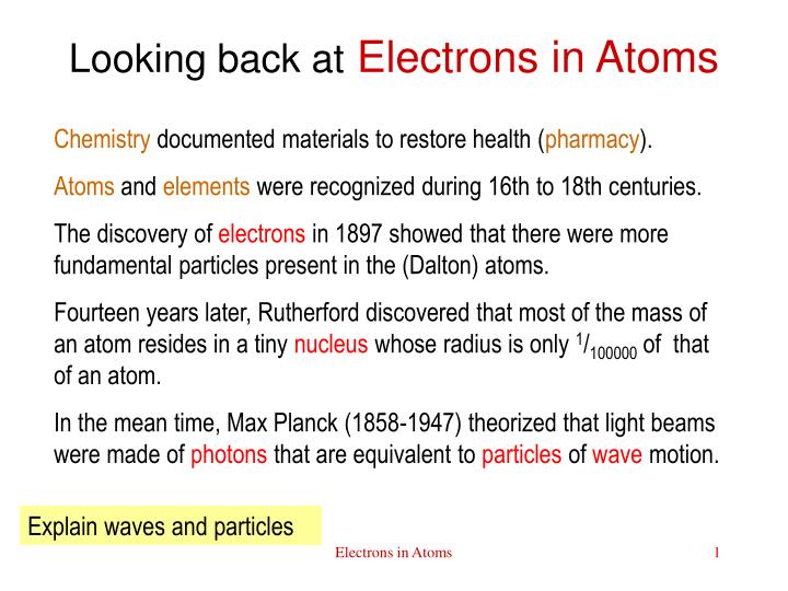 looking back at electrons in atoms