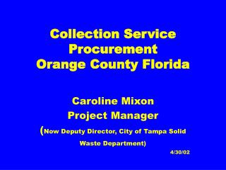 Collection Service Procurement Orange County Florida