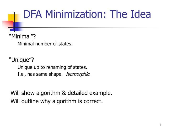 dfa minimization the idea