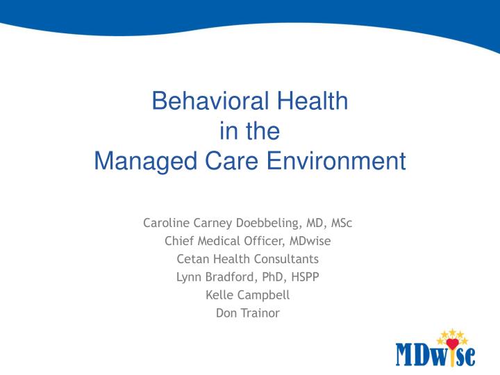 behavioral health in the managed care environment
