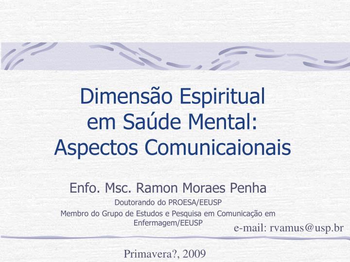 dimens o espiritual em sa de mental aspectos comunicaionais