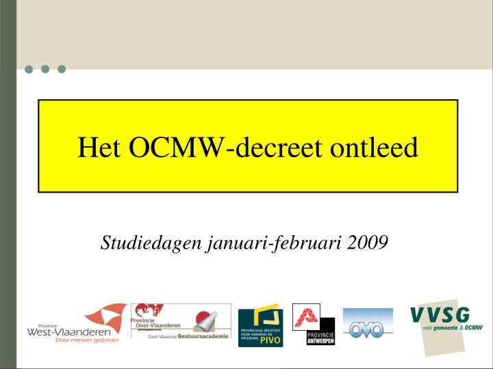 het ocmw decreet ontleed