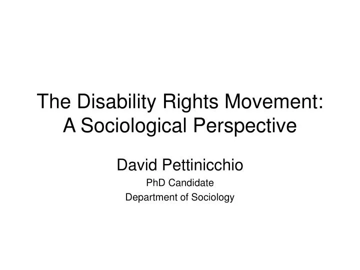 the disability rights movement a sociological perspective