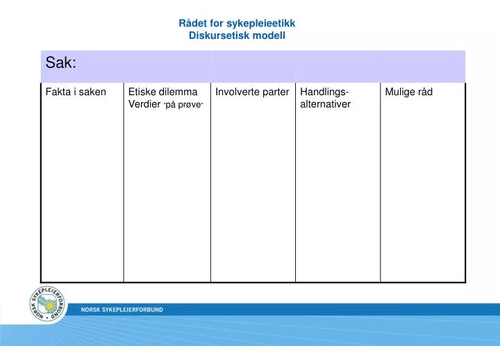 r det for sykepleieetikk diskursetisk modell