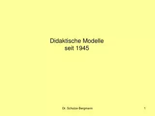 Didaktische Modelle seit 1945