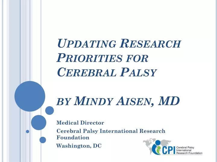updating research priorities for cerebral palsy by mindy aisen md