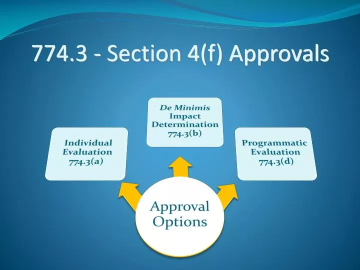 774 3 section 4 f approvals
