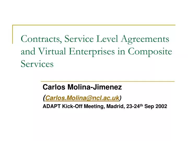 contracts service level agreements and virtual enterprises in composite services