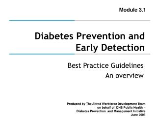Diabetes Prevention and Early Detection