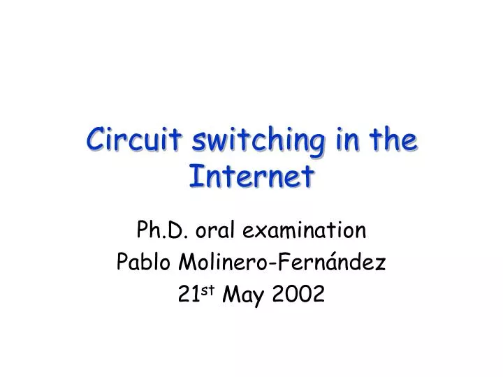circuit switching in the internet