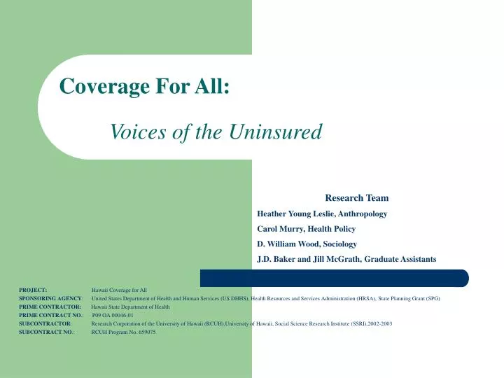coverage for all voices of the uninsured