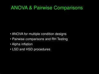 ANOVA &amp; Pairwise Comparisons