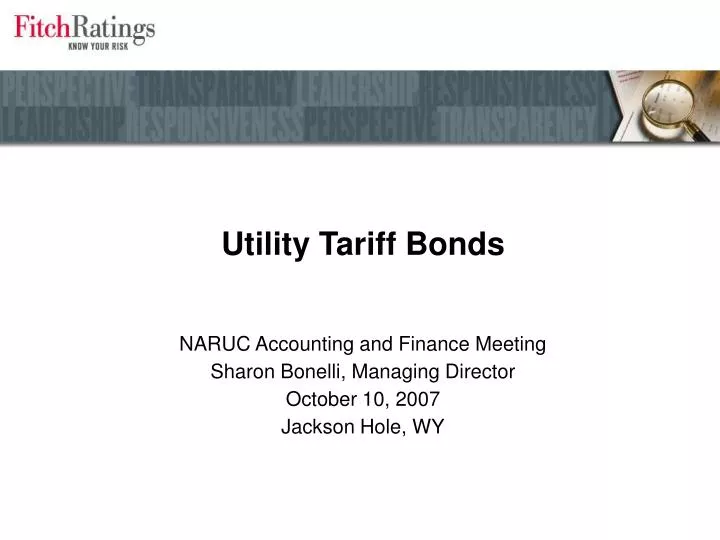 utility tariff bonds