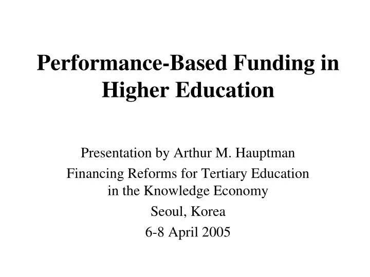 performance based funding in higher education
