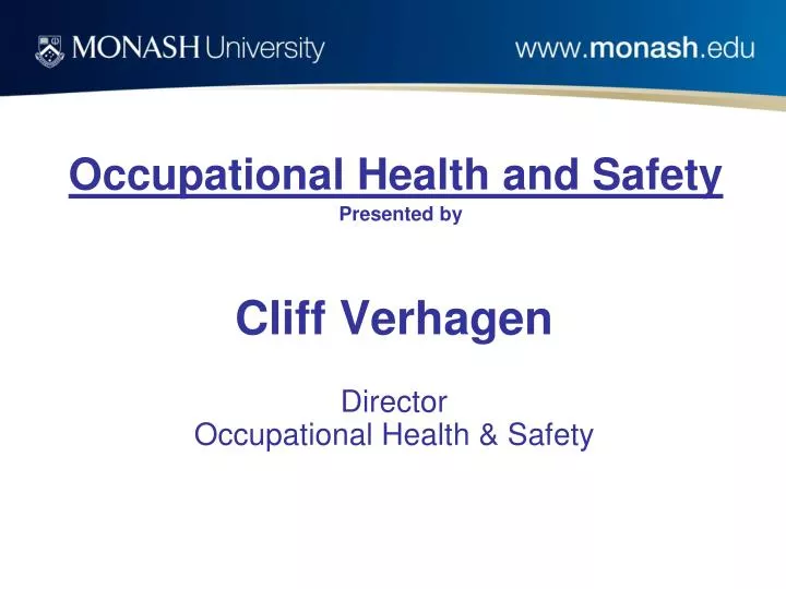 occupational health and safety presented by