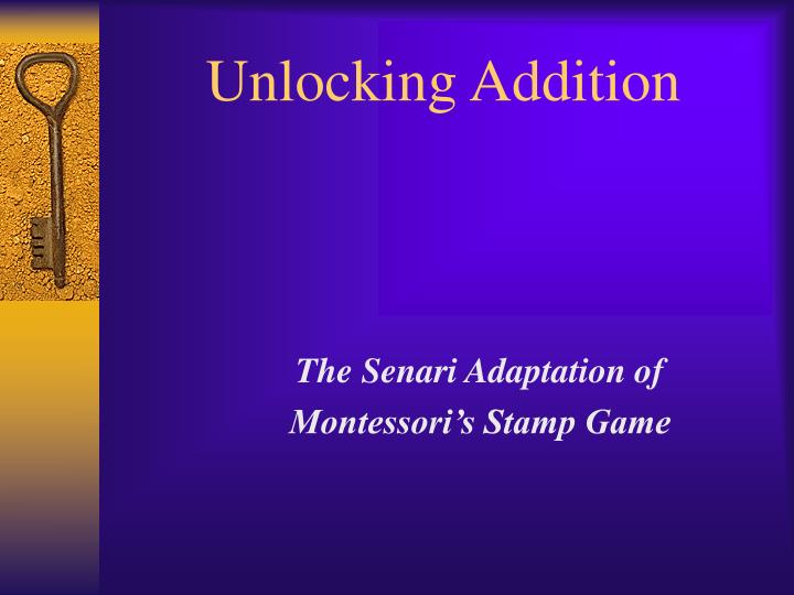the senari adaptation of montessori s stamp game