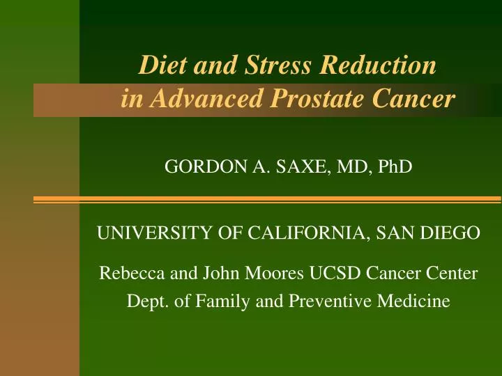 diet and stress reduction in advanced prostate cancer