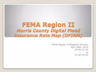 FEMA Region II Morris County Digital Flood Insurance Rate Map (DFIRM)