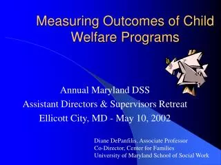 Measuring Outcomes of Child Welfare Programs