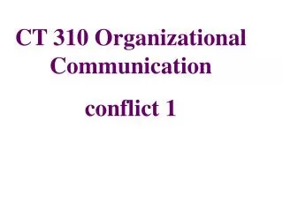 CT 310 Organizational Communication conflict 1