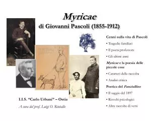 Myricae di Giovanni Pascoli (1855-1912)