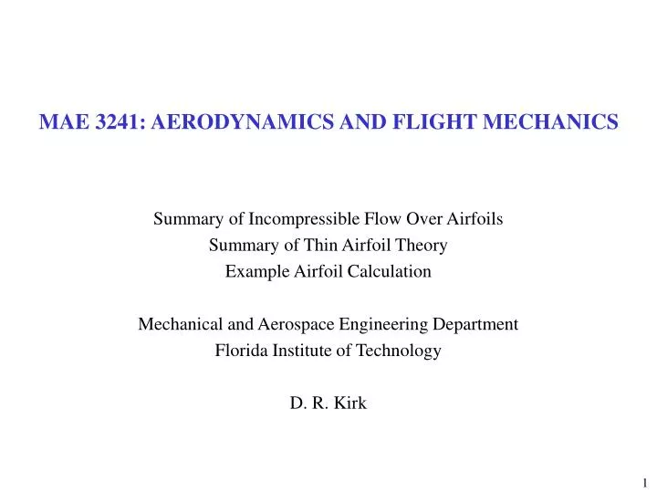 mae 3241 aerodynamics and flight mechanics