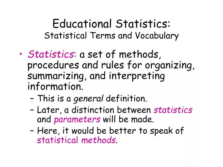 educational statistics statistical terms and vocabulary