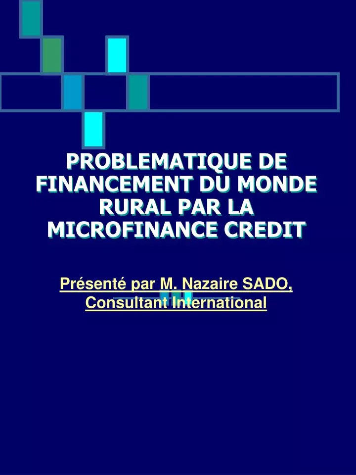 problematique de financement du monde rural par la microfinance credit