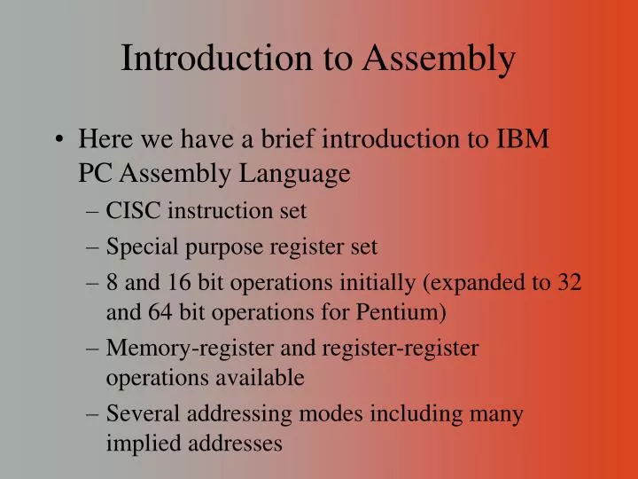 introduction to assembly