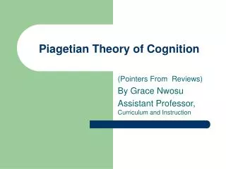 Piagetian Theory of Cognition