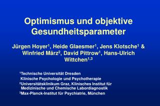 1 Technische Universität Dresden Klinische Psychologie und Psychotherapie