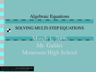 March 1, 2006 Mr. Galilei Monessen High School