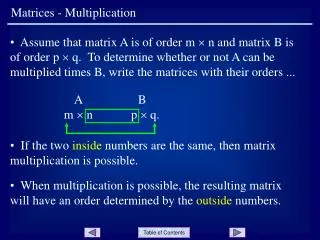 Matrices - Multiplication
