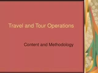 Travel and Tour Operations