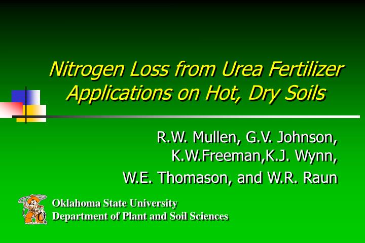 nitrogen loss from urea fertilizer applications on hot dry soils
