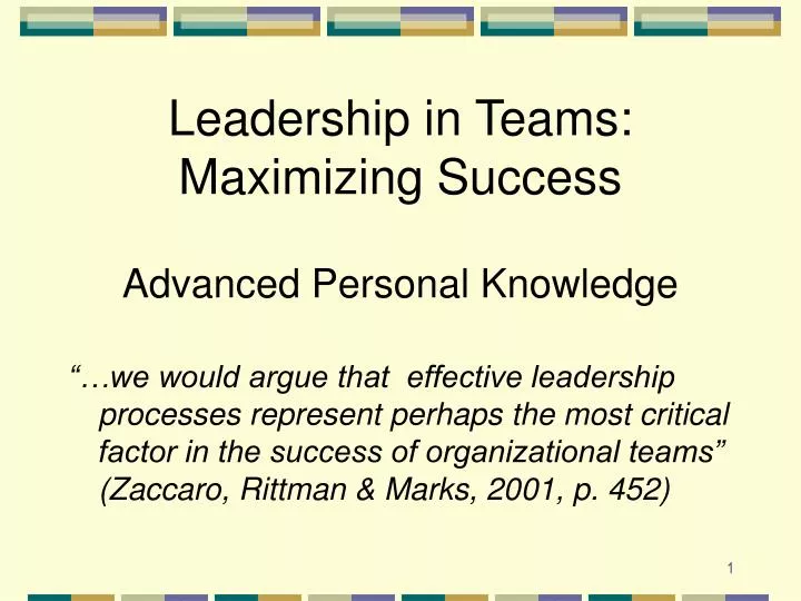 leadership in teams maximizing success advanced personal knowledge