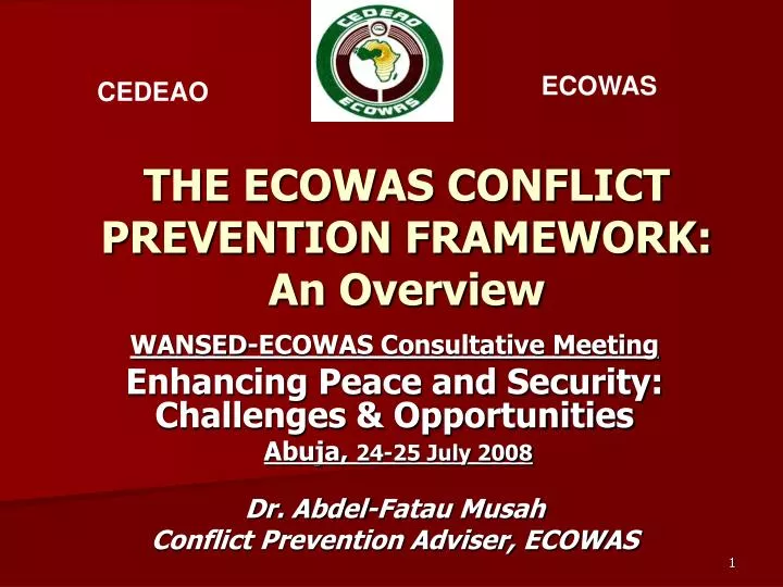 the ecowas conflict prevention framework an overview